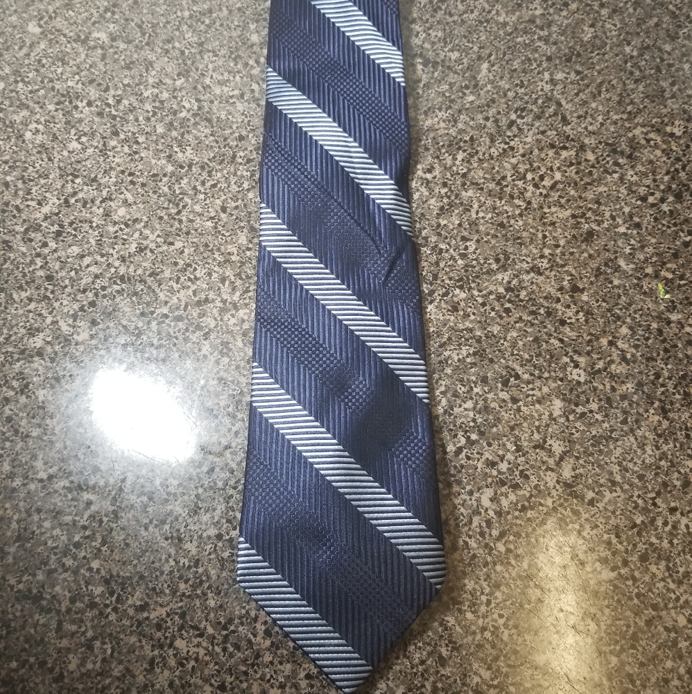 Nautica Mens Blue Stripe Navy Neck Tie 100% Silk Dress Vintage Casual